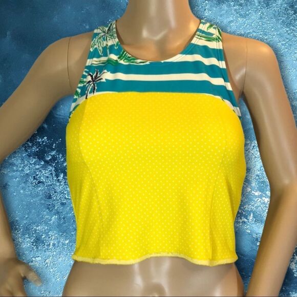 Lime Ricki Girls Tropical Colorblock Tankini M - Picture 1 of 16